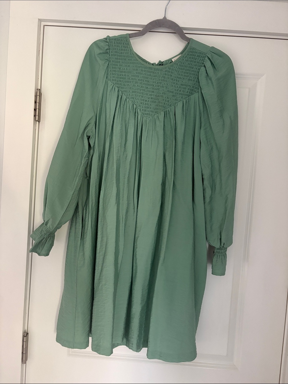 a new day Sage Green Smocked Yoke Dress